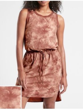 Athleta Rincon Rust Tie-Dye Sleeveless Waist-Detail Dress